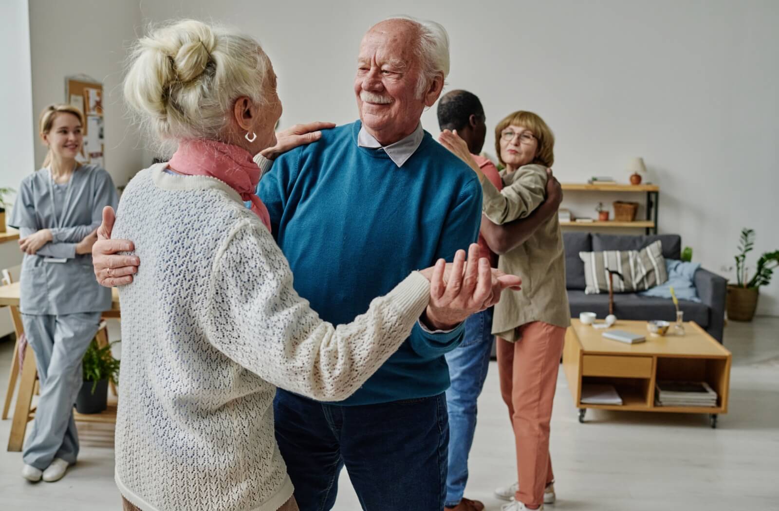 a group of seniors taking a dance class